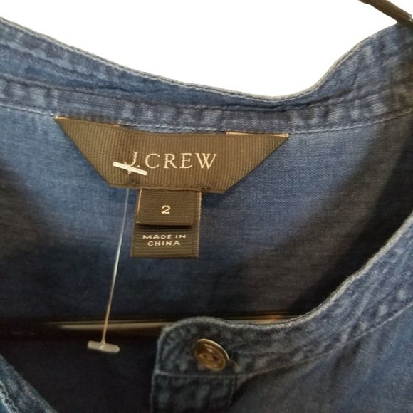 J. Crew Womens 2 Blue Chambray Long Sleeves Half B - Picture 6 of 8